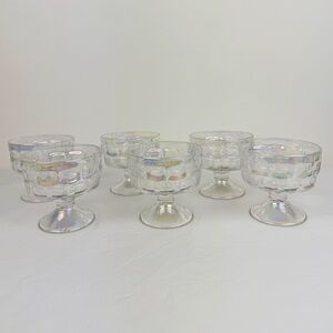 Federal Glass Iridescent Thumbprint Champagne Glasses Set of 6